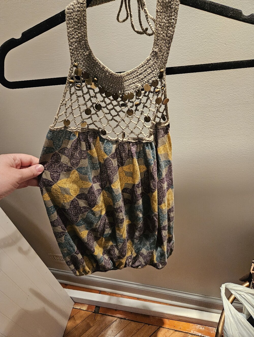 Y2K Decree Crochet Boho Hippie Medallion Tank